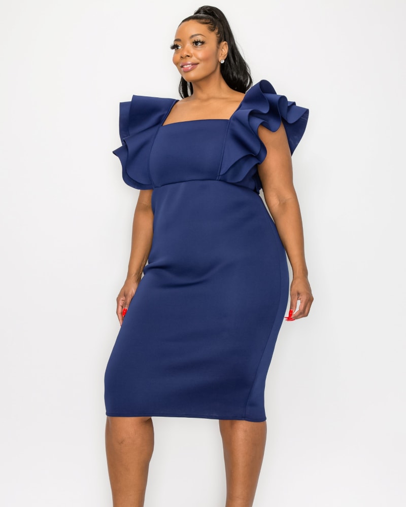 Charlie Flutter Sleeve Dress Navy